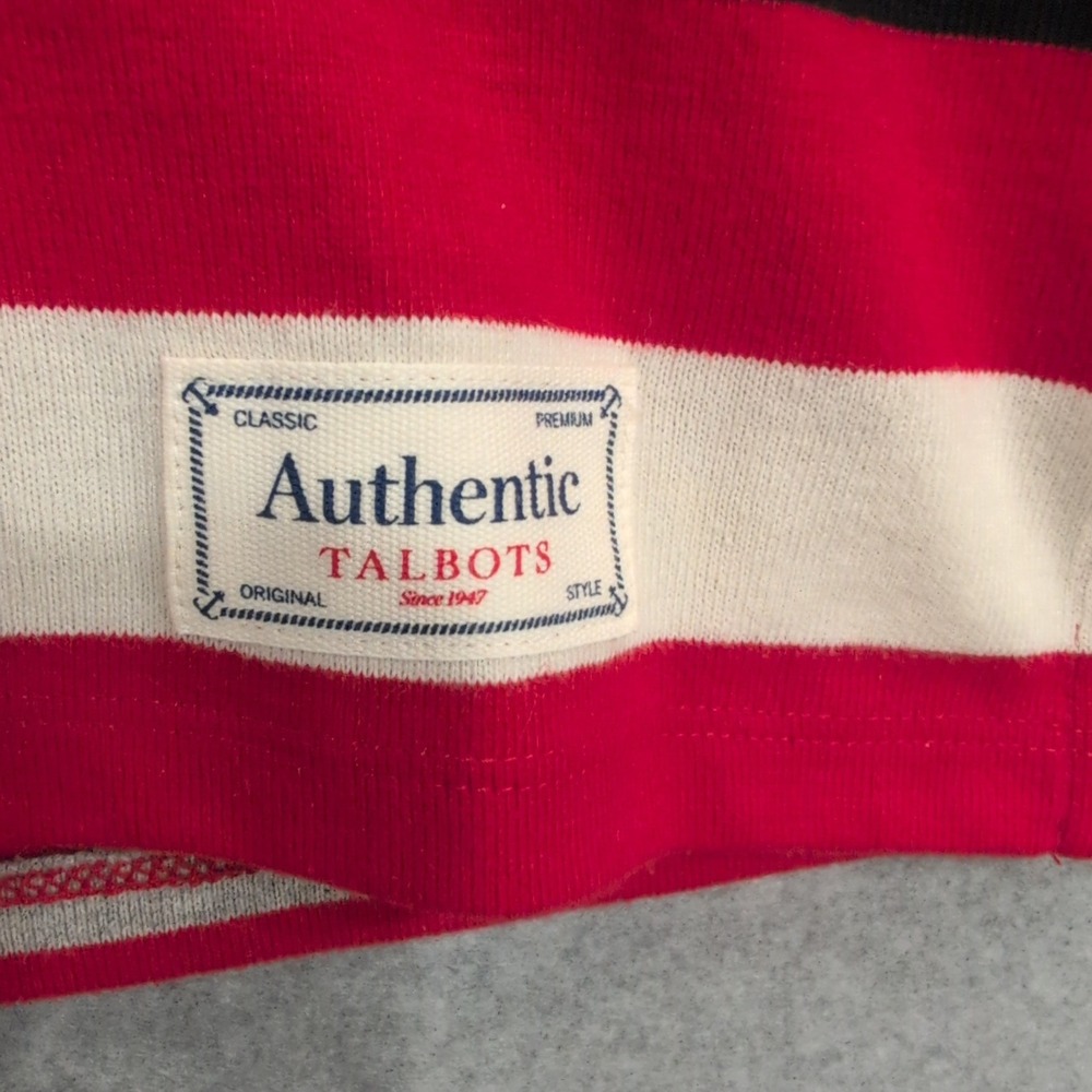 Talbots Petite Red White Gray Black Striped Long Sleeve Boat Neck Top XLp - Picture 3 of 5